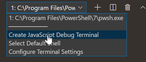 Create a new JavaScript Debug Terminal