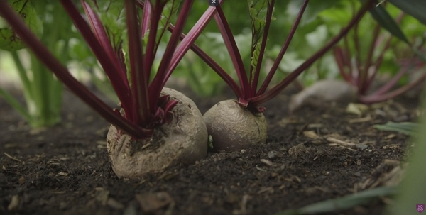 2 beetroots in the ground