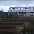 A greenhouse on a cloudy day