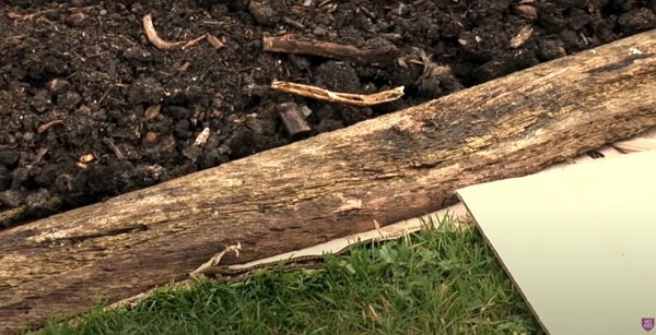 A nice and clean edge with a wood beam on top of cardboard