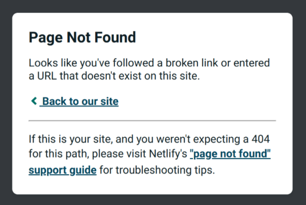 Netlify 404 Not Found page