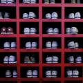 Shoes sorted into trays