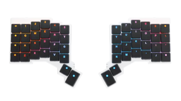 The ZSA Voyager split keyboard.