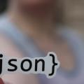 A JSON sticker held by someone