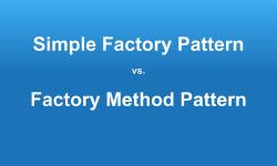 “Simple Factory vs. Factory Method” over a gradient background