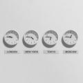 Four clocks for London, New-York, Moscow and Tokyo time