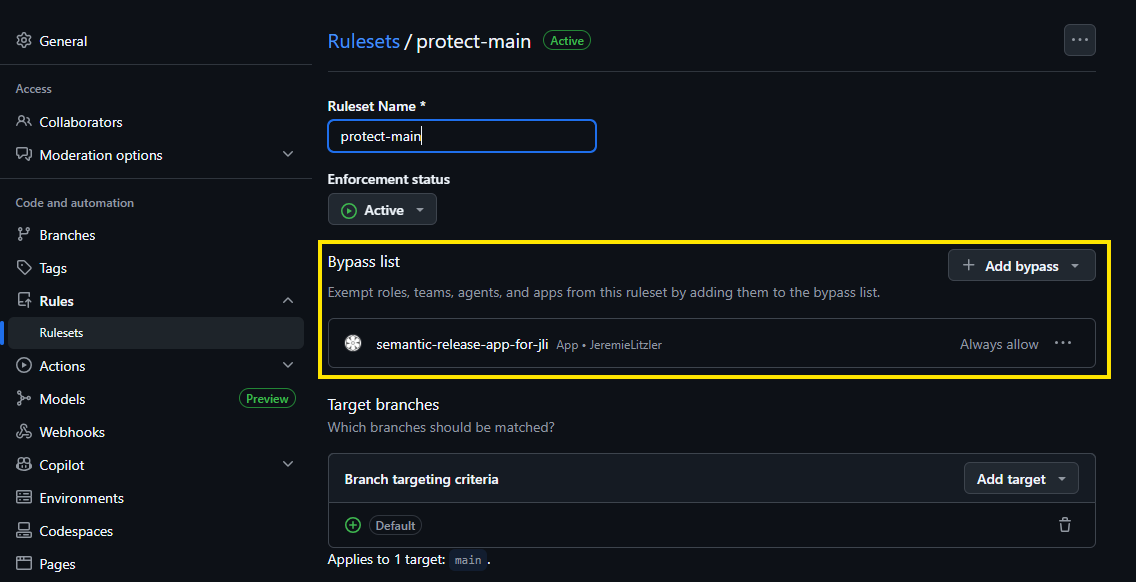 Example of ByPass on a demo repository